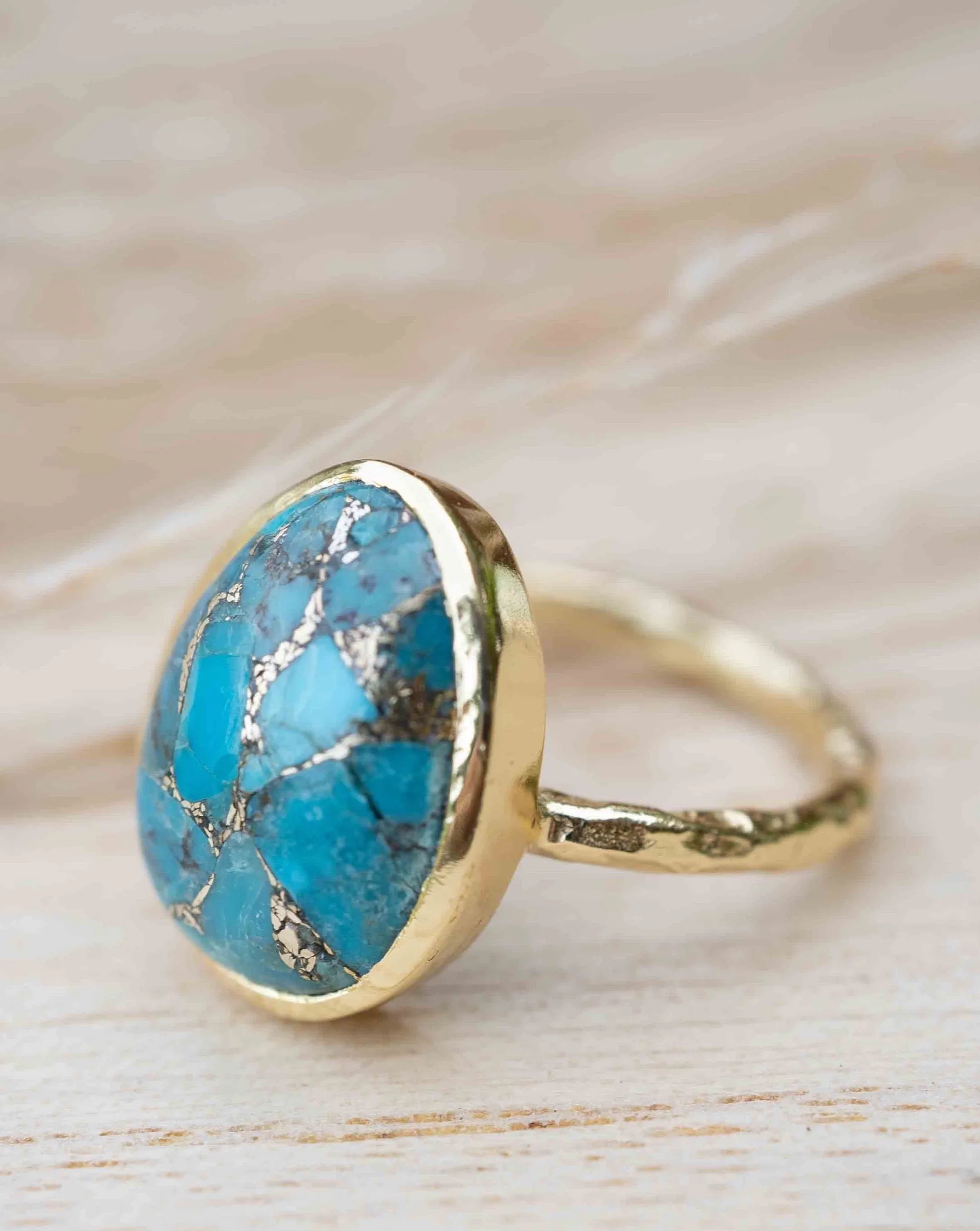 Barbara Ring * Copper Turquoise * Gold Plated * BJR244