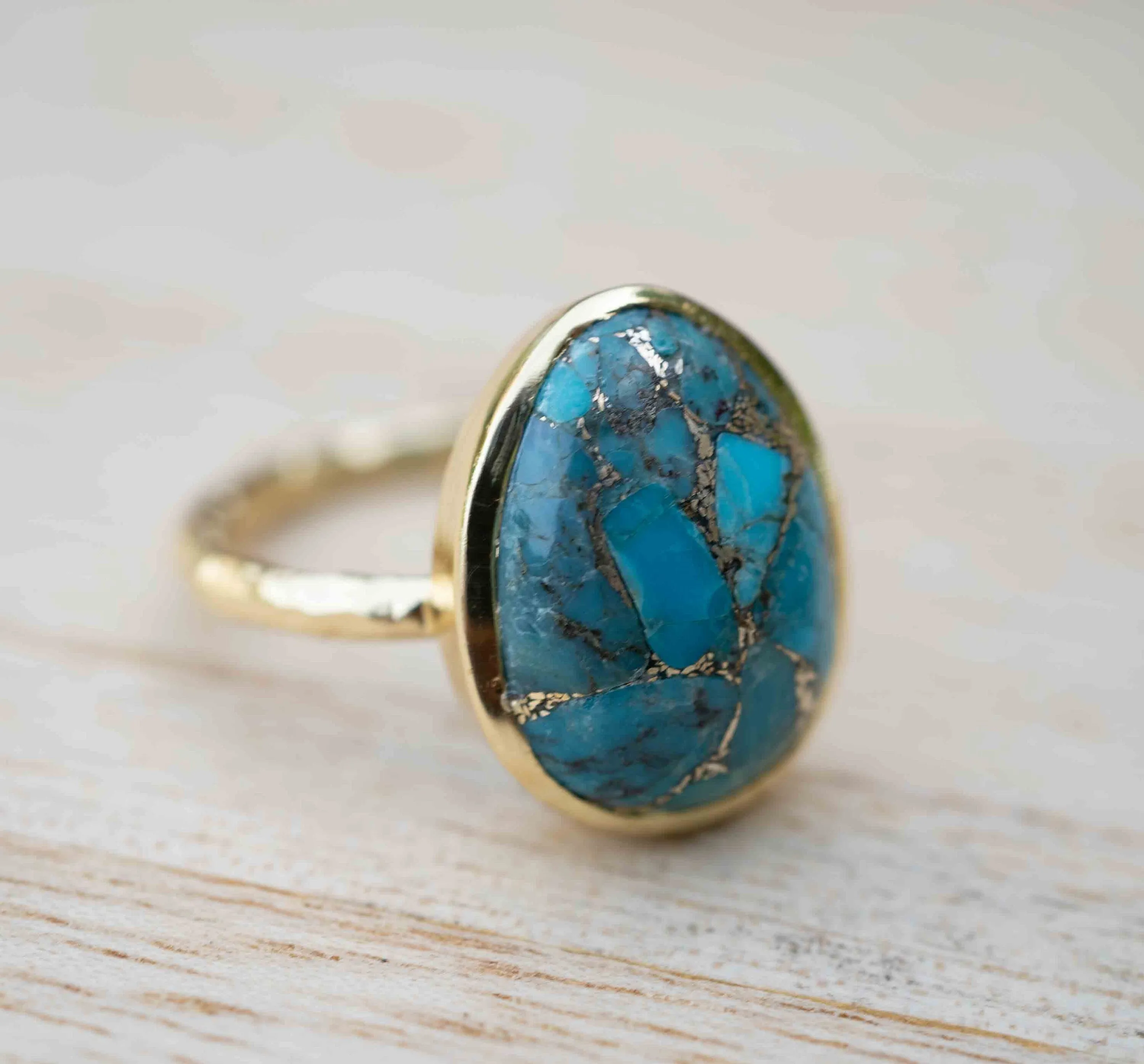 Barbara Ring * Copper Turquoise * Gold Plated * BJR244