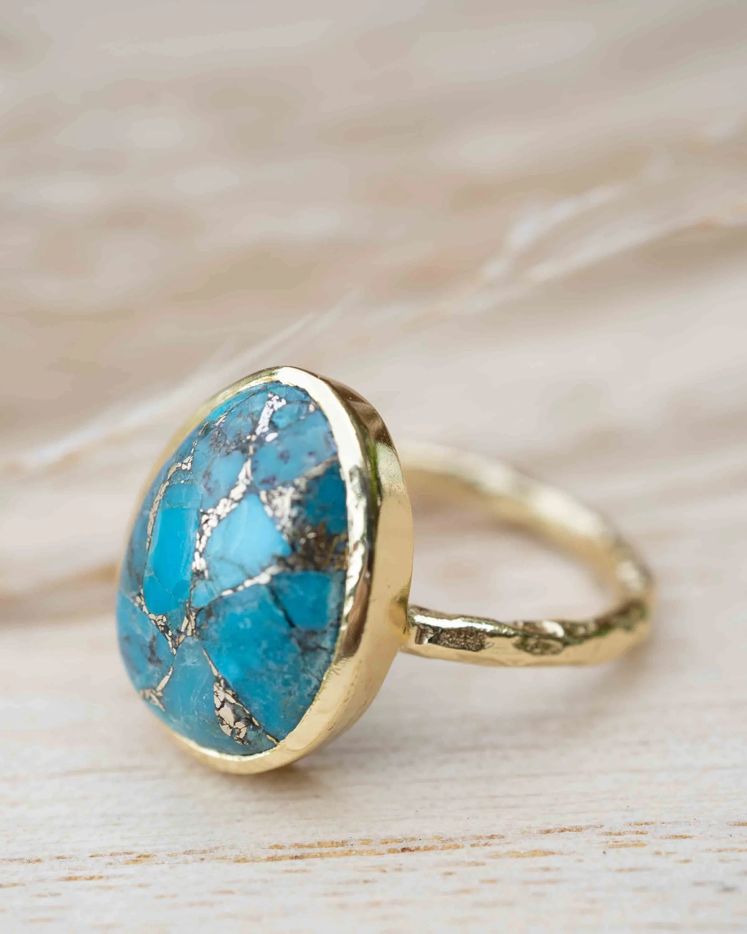 Barbara Ring * Copper Turquoise * Gold Plated * BJR244