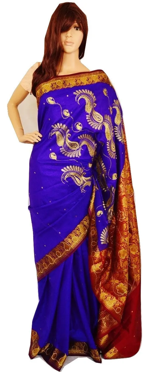 Beautiful Purple &Maroon Colour Banaras Silk Saree