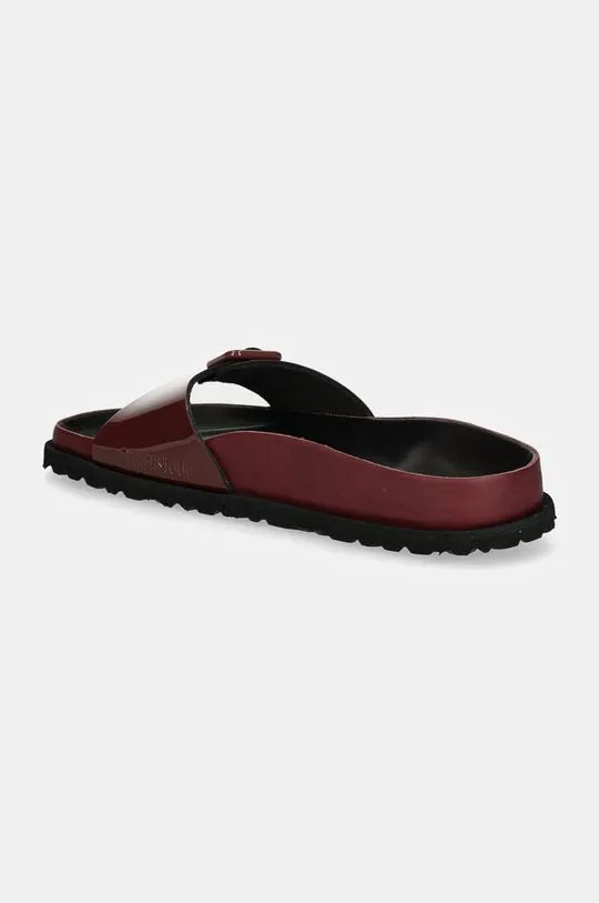 Birkenstock 1774 leather sliders Madrid Shiny Patent Leather women's maroon color 1028659