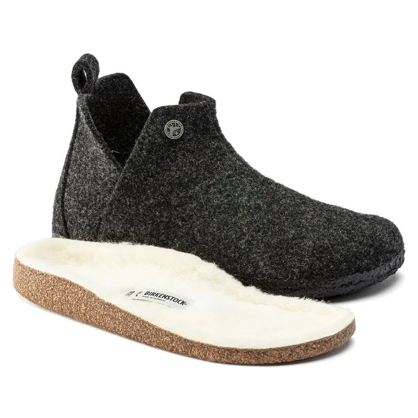 Birkenstock Andermatt Shearling Wool Felt Slipper in Anthracite