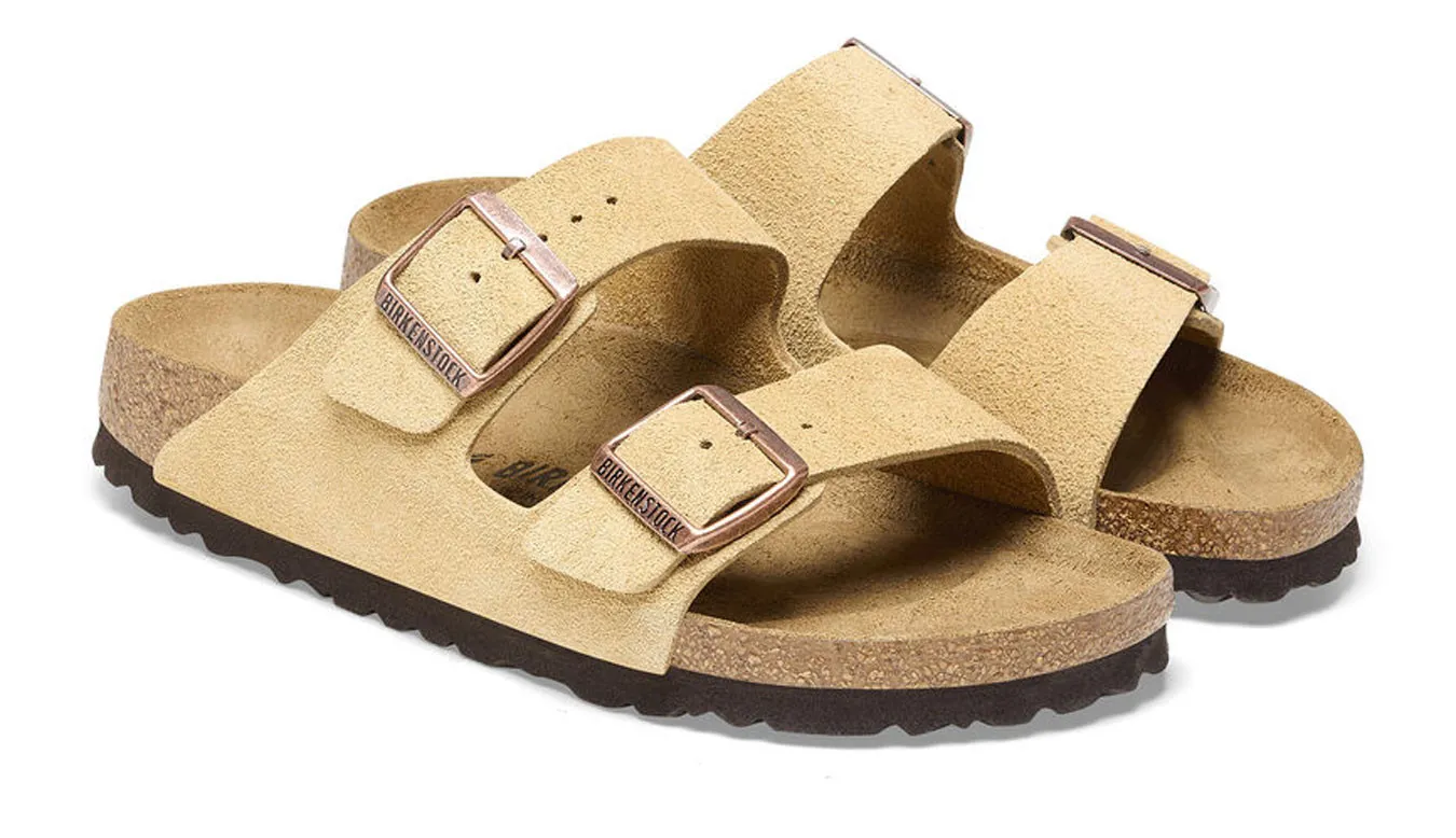 Birkenstock Arizona Suede Leather Latte Cream Regular Fit