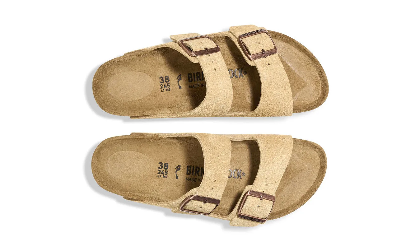 Birkenstock Arizona Suede Leather Latte Cream Regular Fit