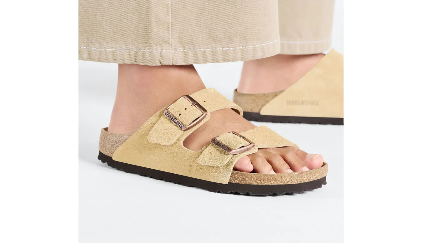 Birkenstock Arizona Suede Leather Latte Cream Regular Fit