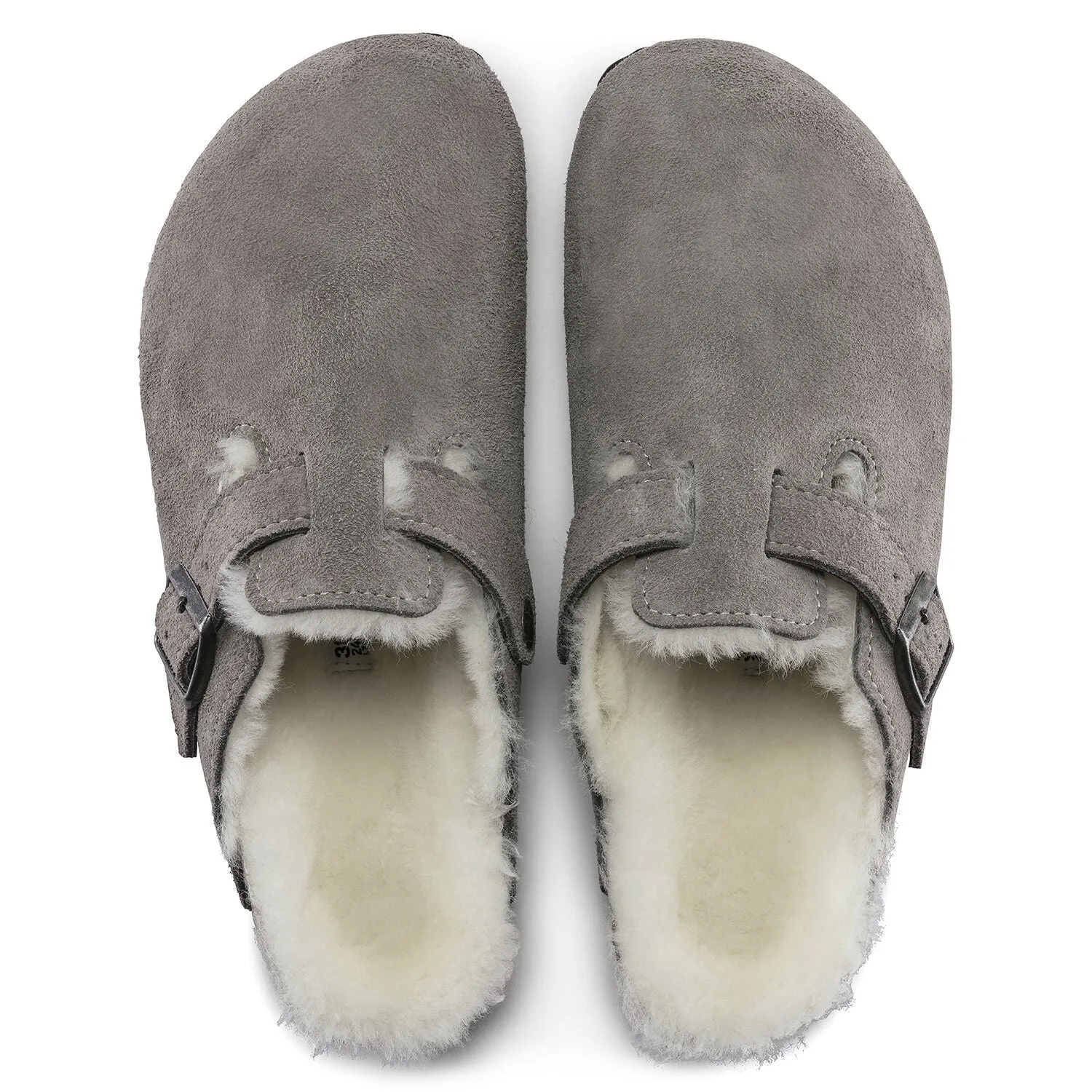 Birkenstock Boston Shearling Suede Leather Stone Women's