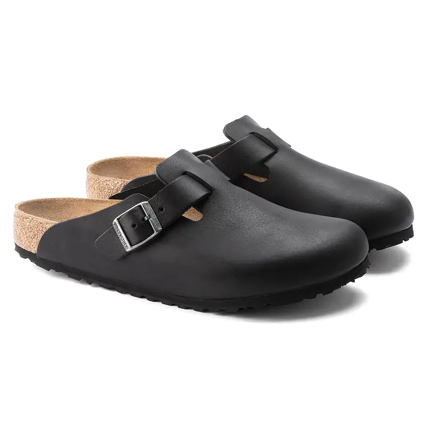 Birkenstock Men's Boston Grip Leather (Vintage Wood Black - Regular Fit)