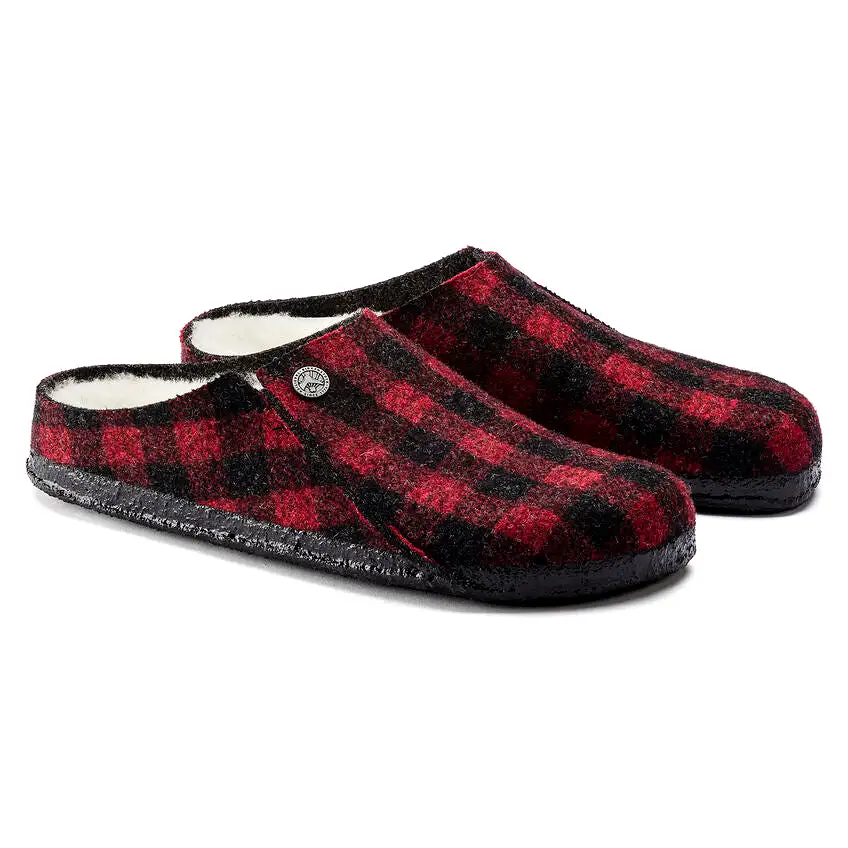 Birkenstock Men's Zermatt Shearling Wool Felt (Plaid Red - Regular Fit)