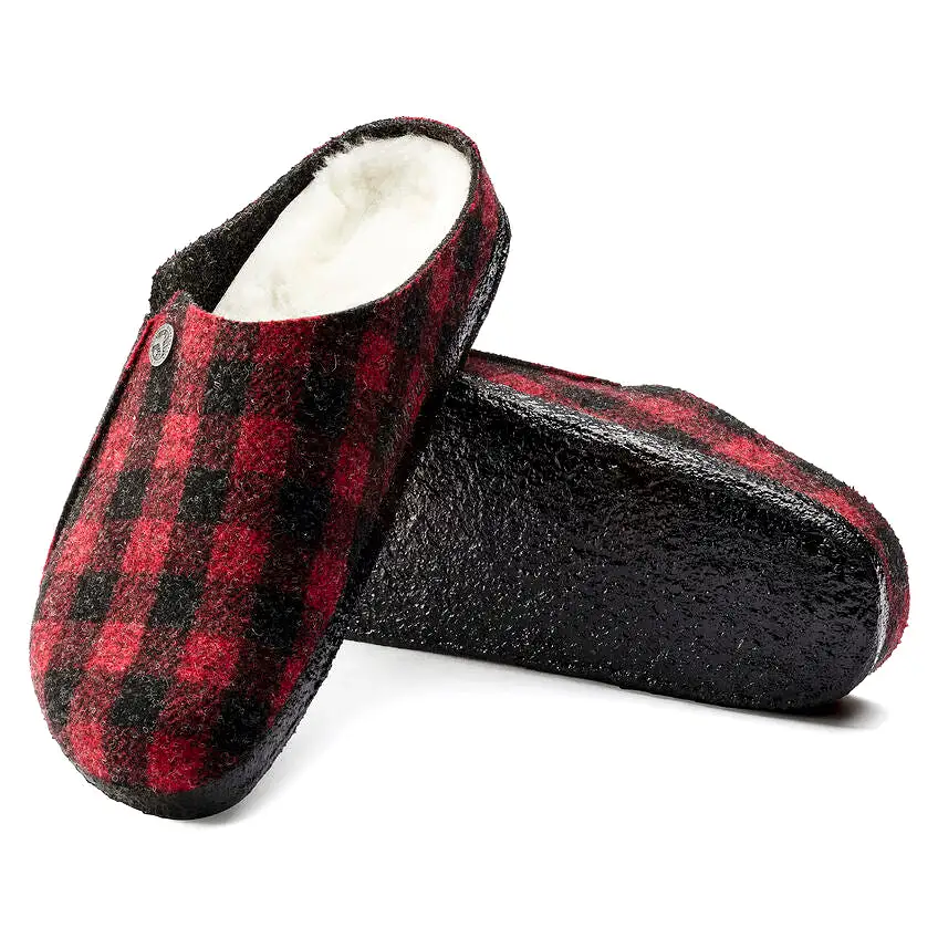 Birkenstock Men's Zermatt Shearling Wool Felt (Plaid Red - Regular Fit)