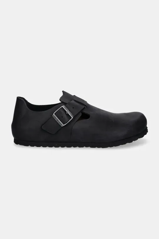 Birkenstock nubuck half-shoes London black color