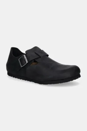 Birkenstock nubuck half-shoes London black color