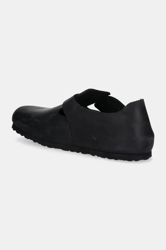 Birkenstock nubuck half-shoes London black color