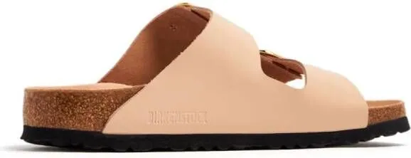 Birkenstock open-toe slip-on buckled leather sandals Neutrals