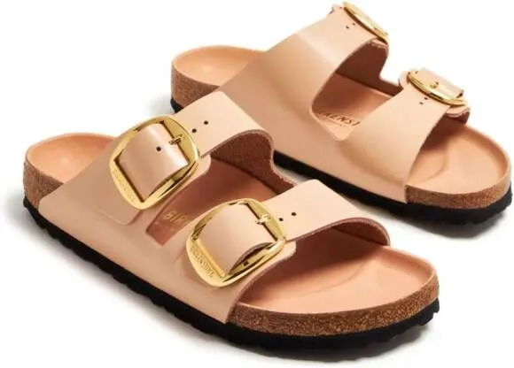 Birkenstock open-toe slip-on buckled leather sandals Neutrals