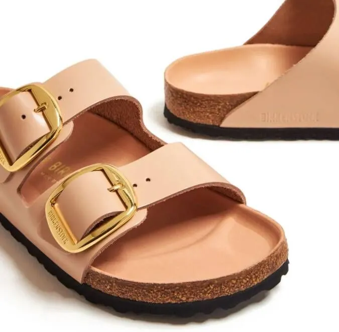 Birkenstock open-toe slip-on buckled leather sandals Neutrals