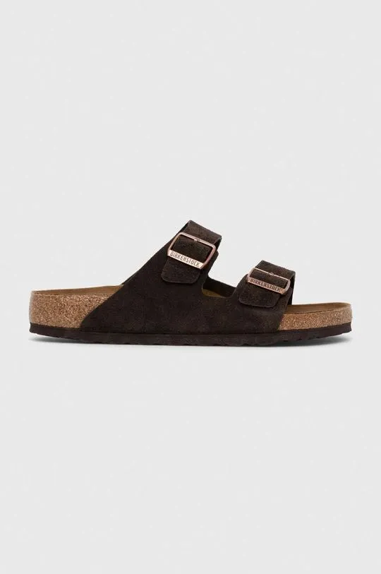 Birkenstock suede sliders Arizona men's brown color 1027077