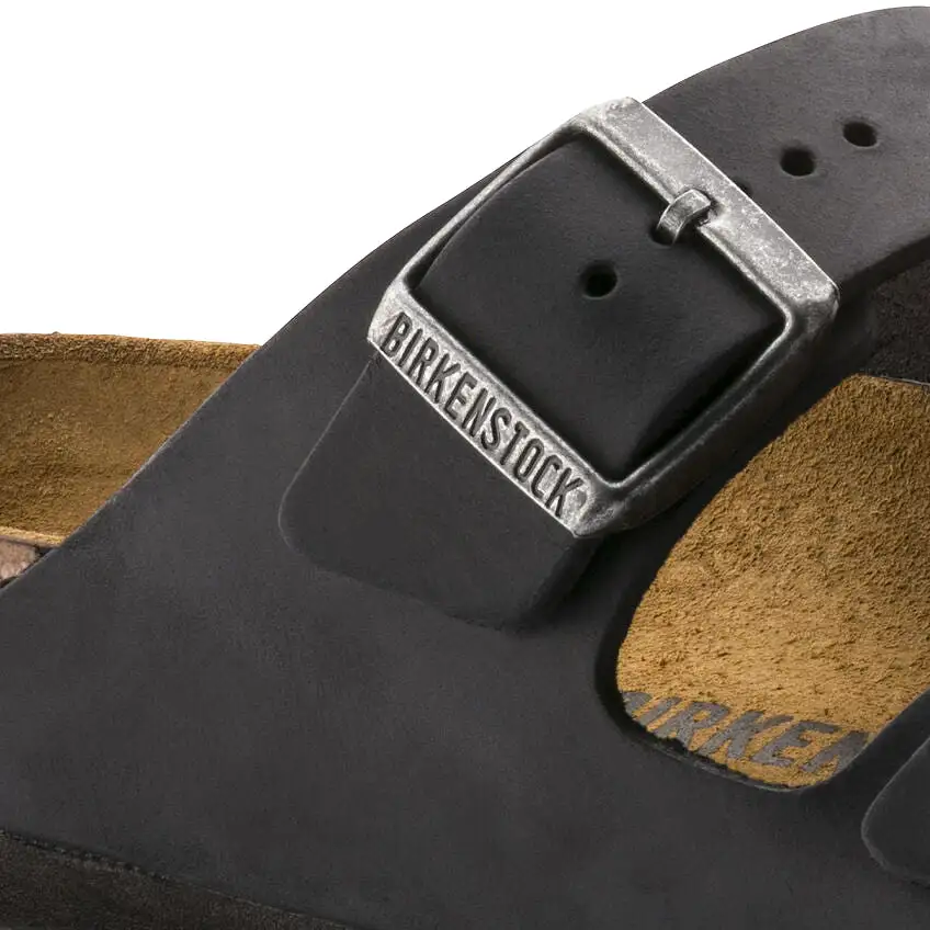 Birkenstock UNISEX Arizona Oiled Leather (Black - Narrow Fit)