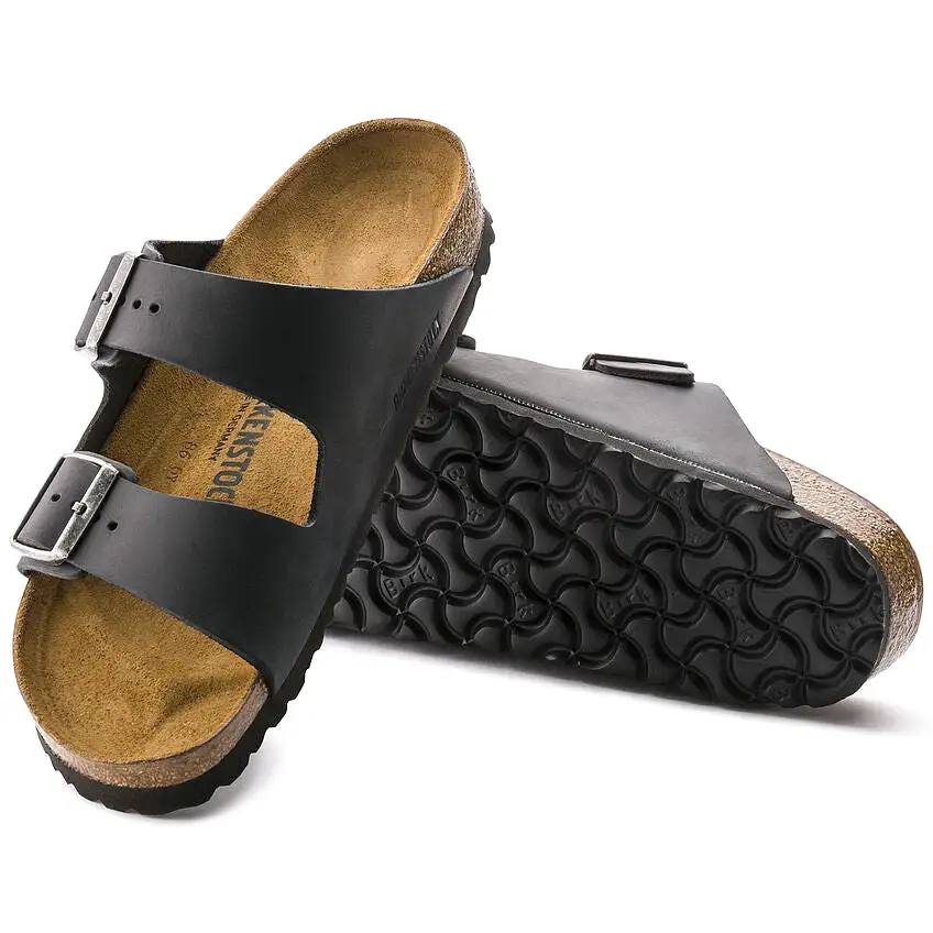 Birkenstock UNISEX Arizona Oiled Leather (Black - Narrow Fit)