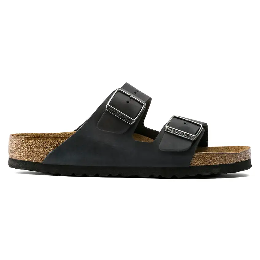 Birkenstock UNISEX Arizona Soft Footbed Oiled Leather (Black - Wide Fit)