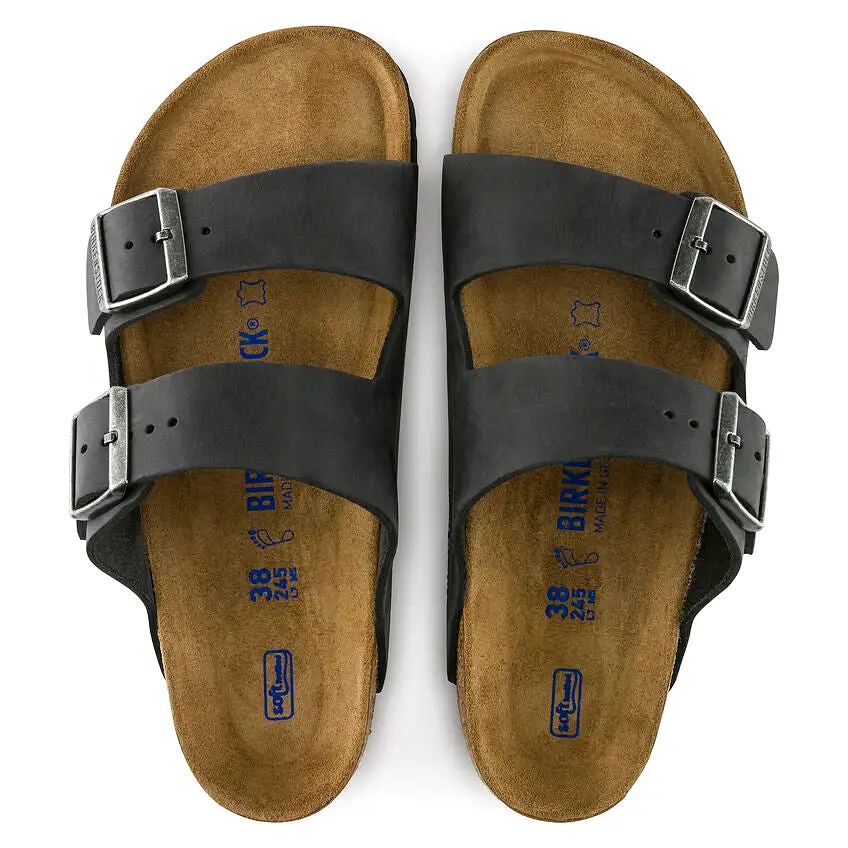 Birkenstock UNISEX Arizona Soft Footbed Oiled Leather (Black - Wide Fit)