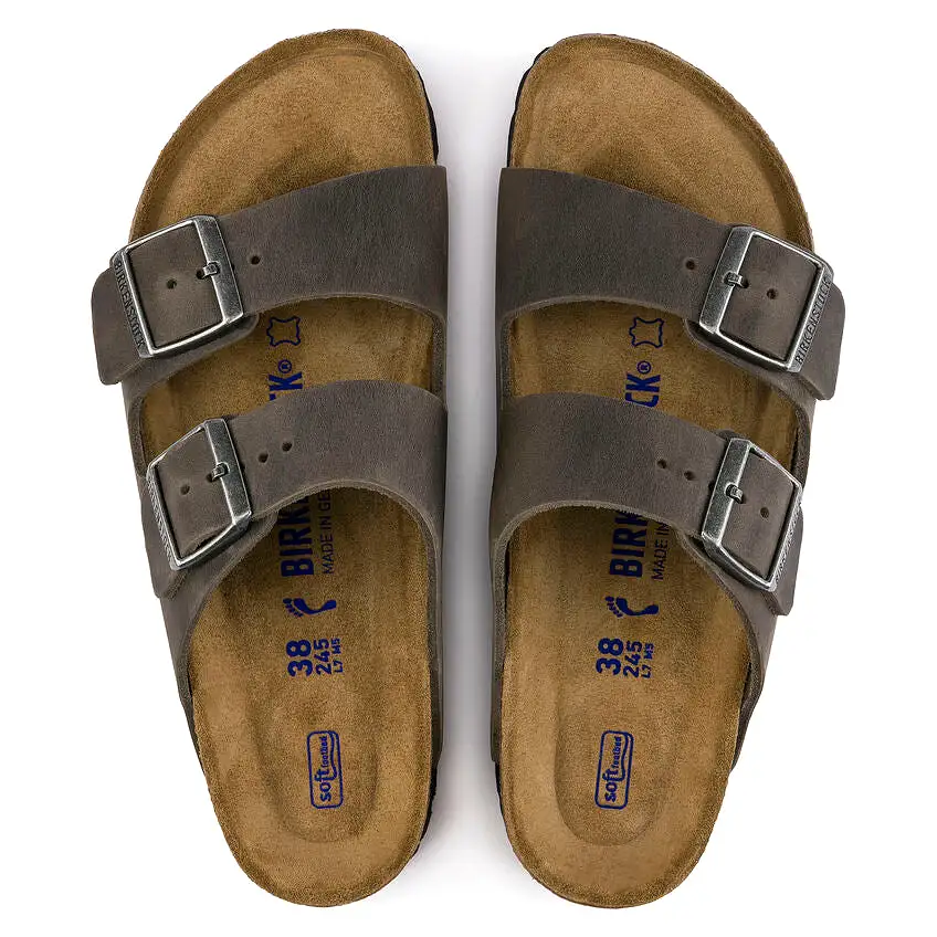 Birkenstock UNISEX Arizona Soft Footbed Oiled Leather (Iron - Wide Fit)