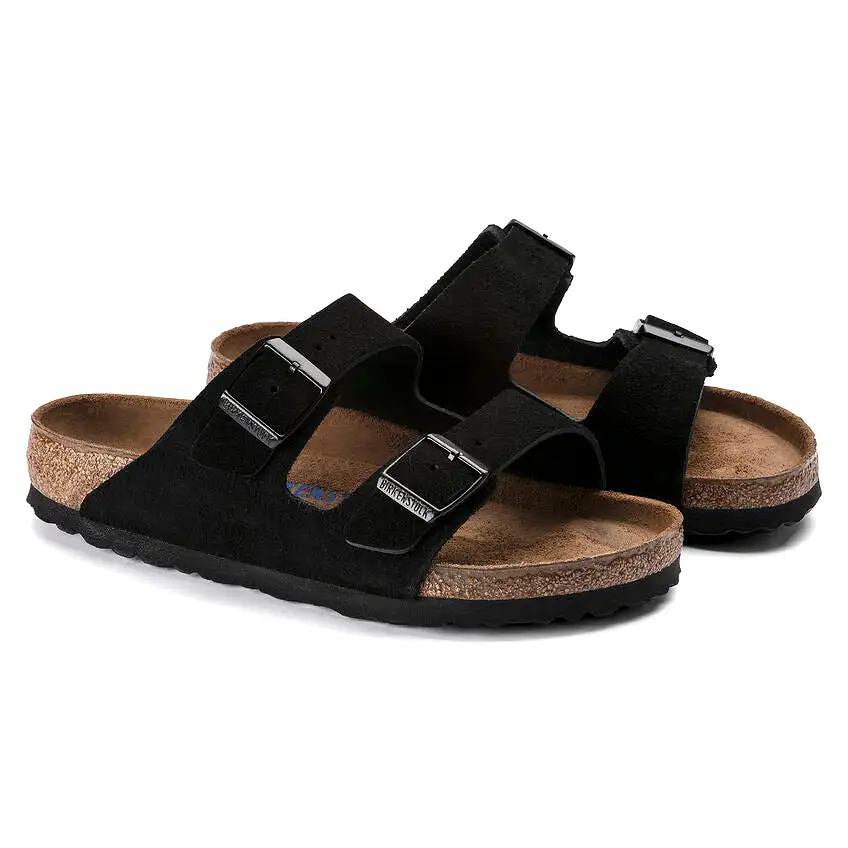 Birkenstock UNISEX Arizona Soft Footbed Suede Leather (Black)