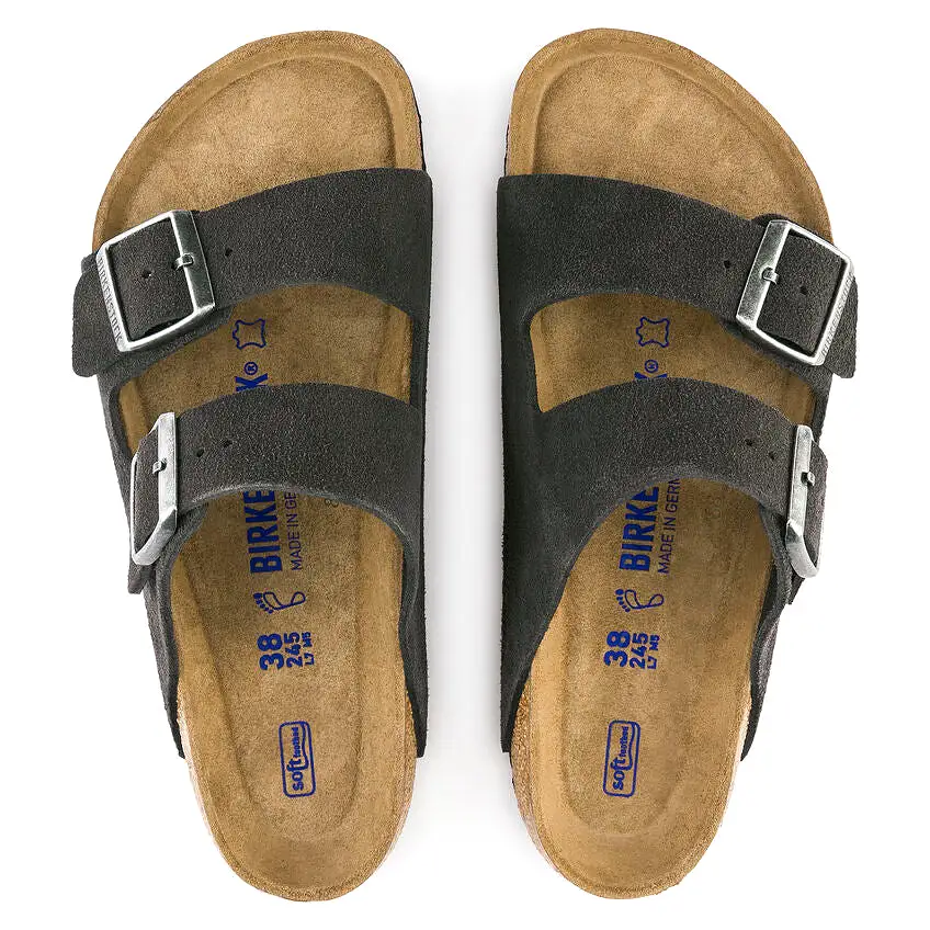 Birkenstock UNISEX Arizona Soft Footbed Suede Leather (Velvet Grey - Narrow Fit)