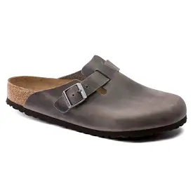 BIRKENSTOCK UNISEX Boston Soft Footbed Oiled Leather (Iron - Wide Fit)