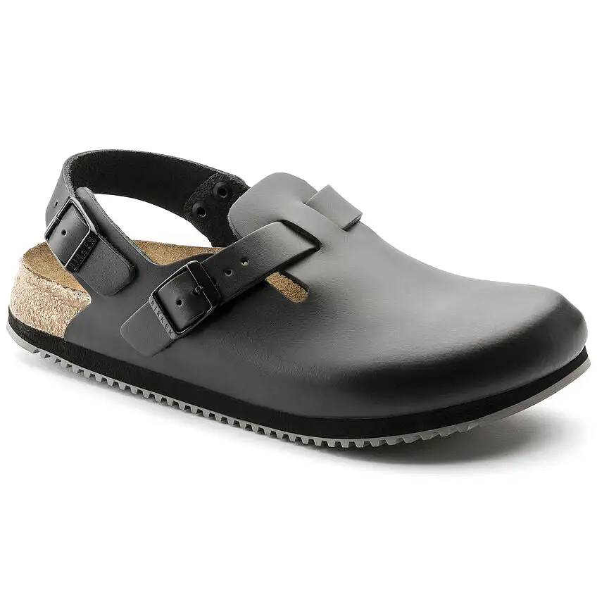 Birkenstock UNISEX Tokio Super Grip Leather (Black - Wide Fit)