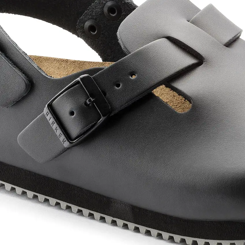 Birkenstock UNISEX Tokio Super Grip Leather (Black - Wide Fit)