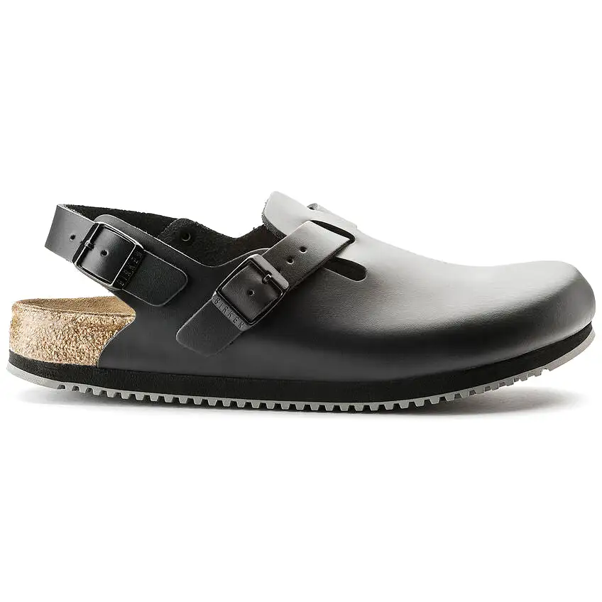 Birkenstock UNISEX Tokio Super Grip Leather (Black - Wide Fit)