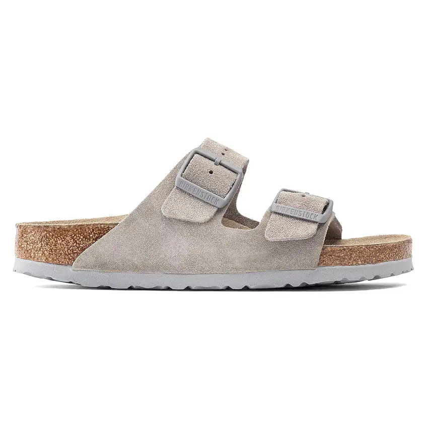 Birkenstock Women's Arizona Soft Footbed Suede Leather (Stone Coin - Narrow Fit)