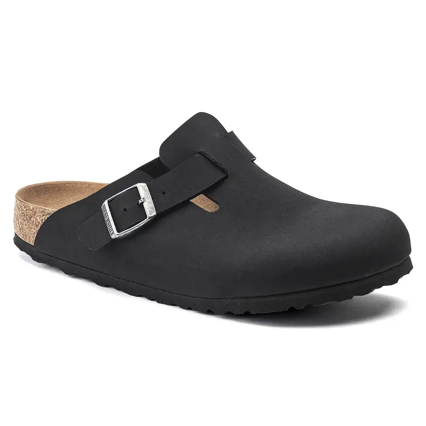 Birkenstock Women's Boston Vegan Birkibuc (Black - Narrow Fit)