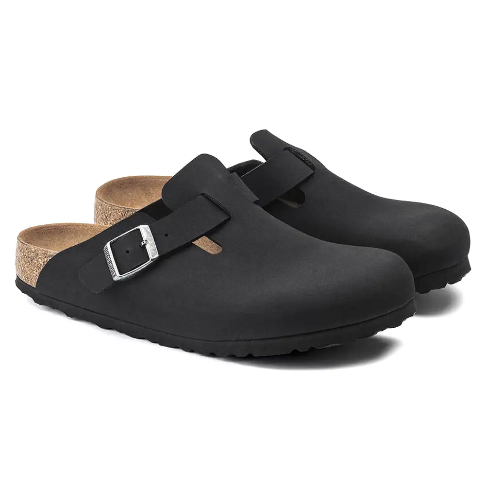 Birkenstock Women's Boston Vegan Birkibuc (Black - Narrow Fit)