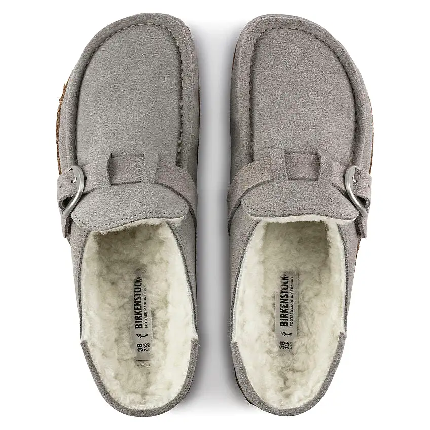 Birkenstock Women's Buckley Shearling Suede Leather (Stone Coin - Narrow Fit)