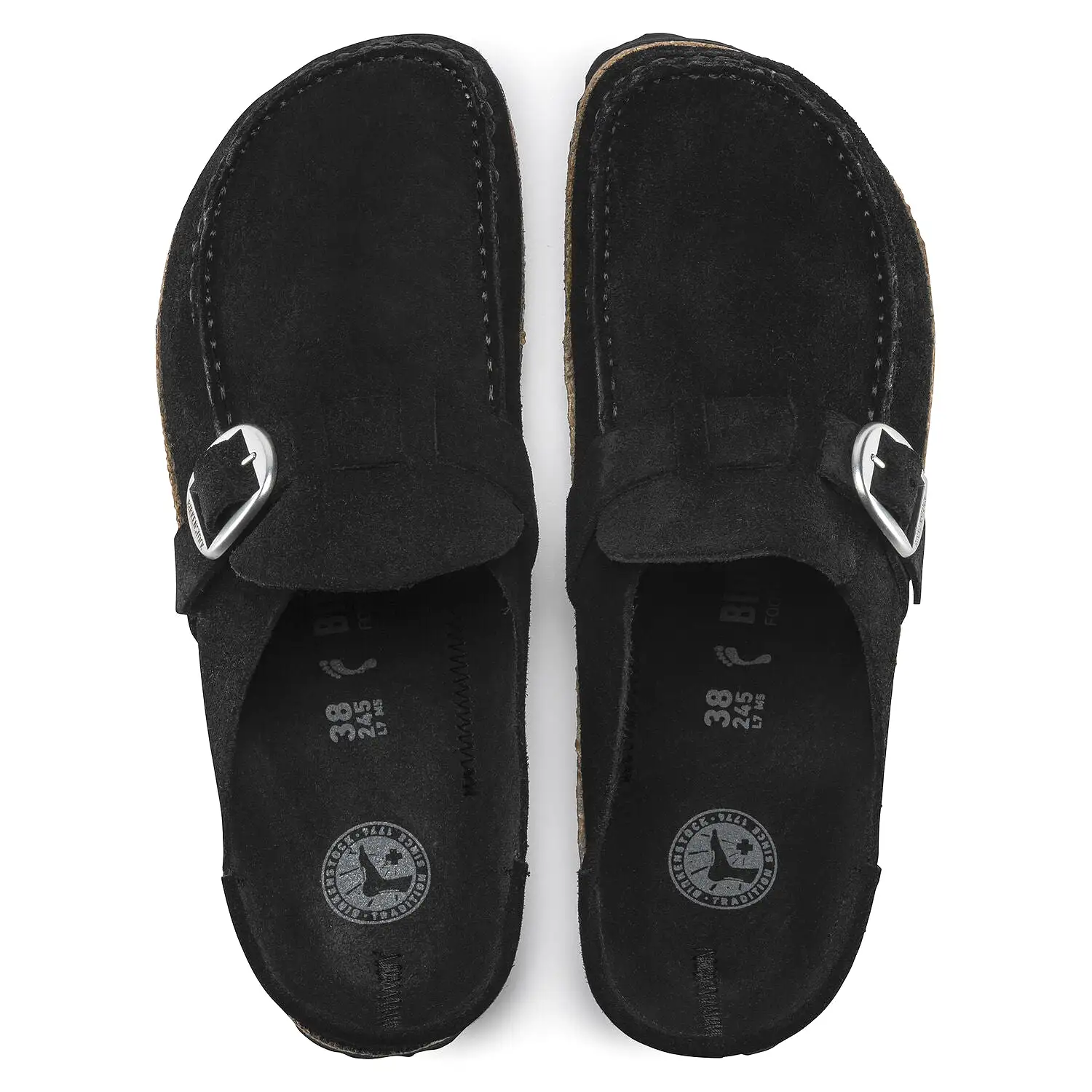 BIRKENSTOCK Women's Buckley Suede Leather Narrow (Black - Regular Fit)