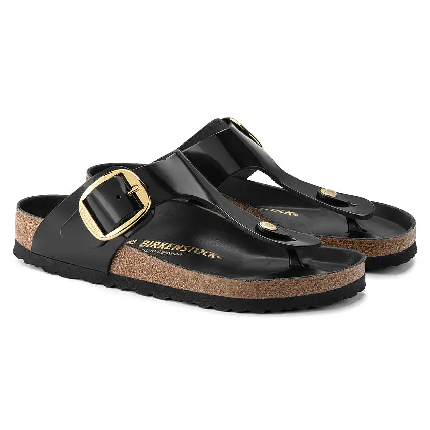 Birkenstock Women's Gizeh Big Buckle Natural Leather Patent (High Shine Black)