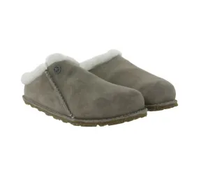 BIRKENSTOCK Zermatt Unisex Hausschuhe Echtleder mit Fellfutter Made in Germany normale Breite 1023099 Grau