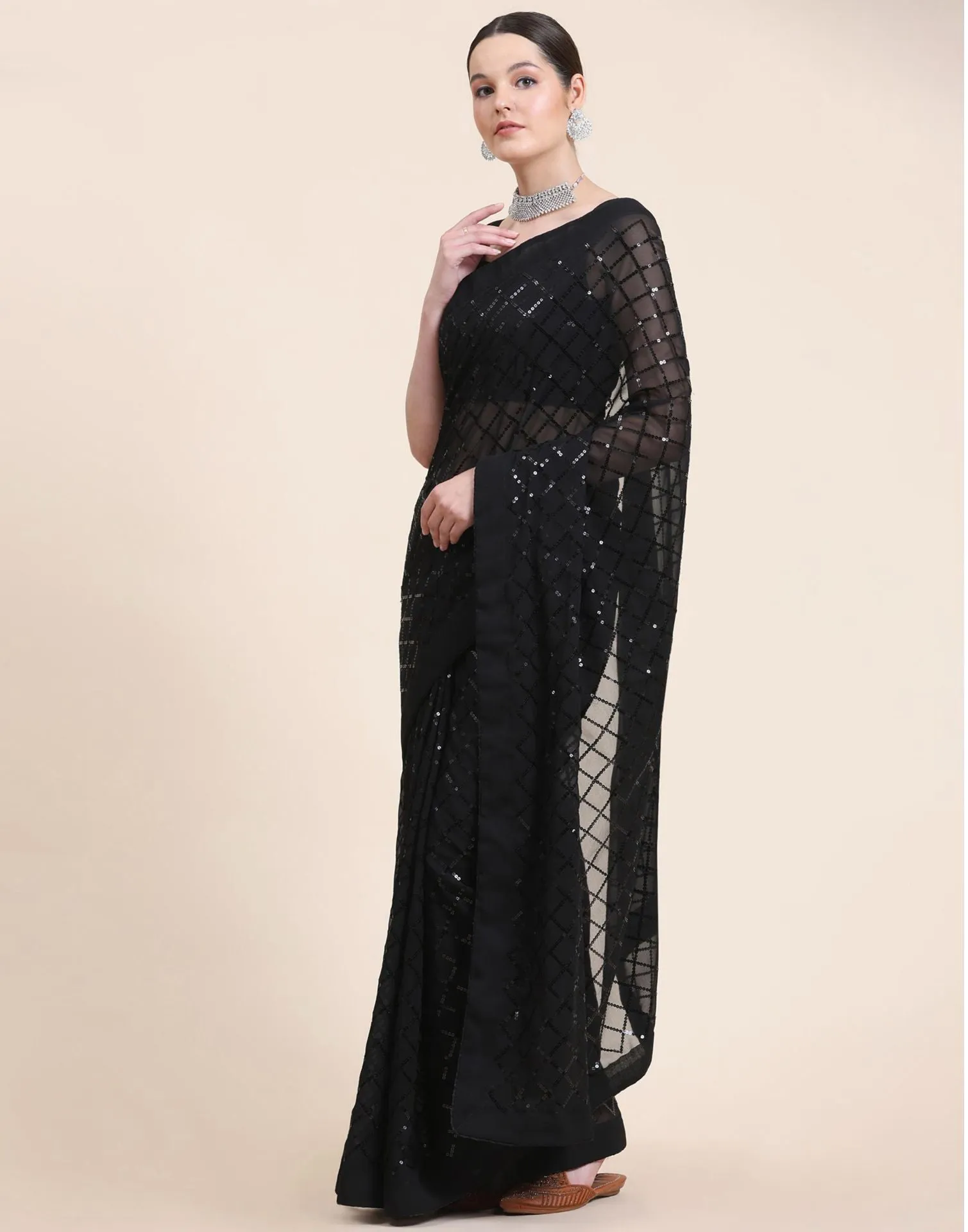 Black Sequence Saree