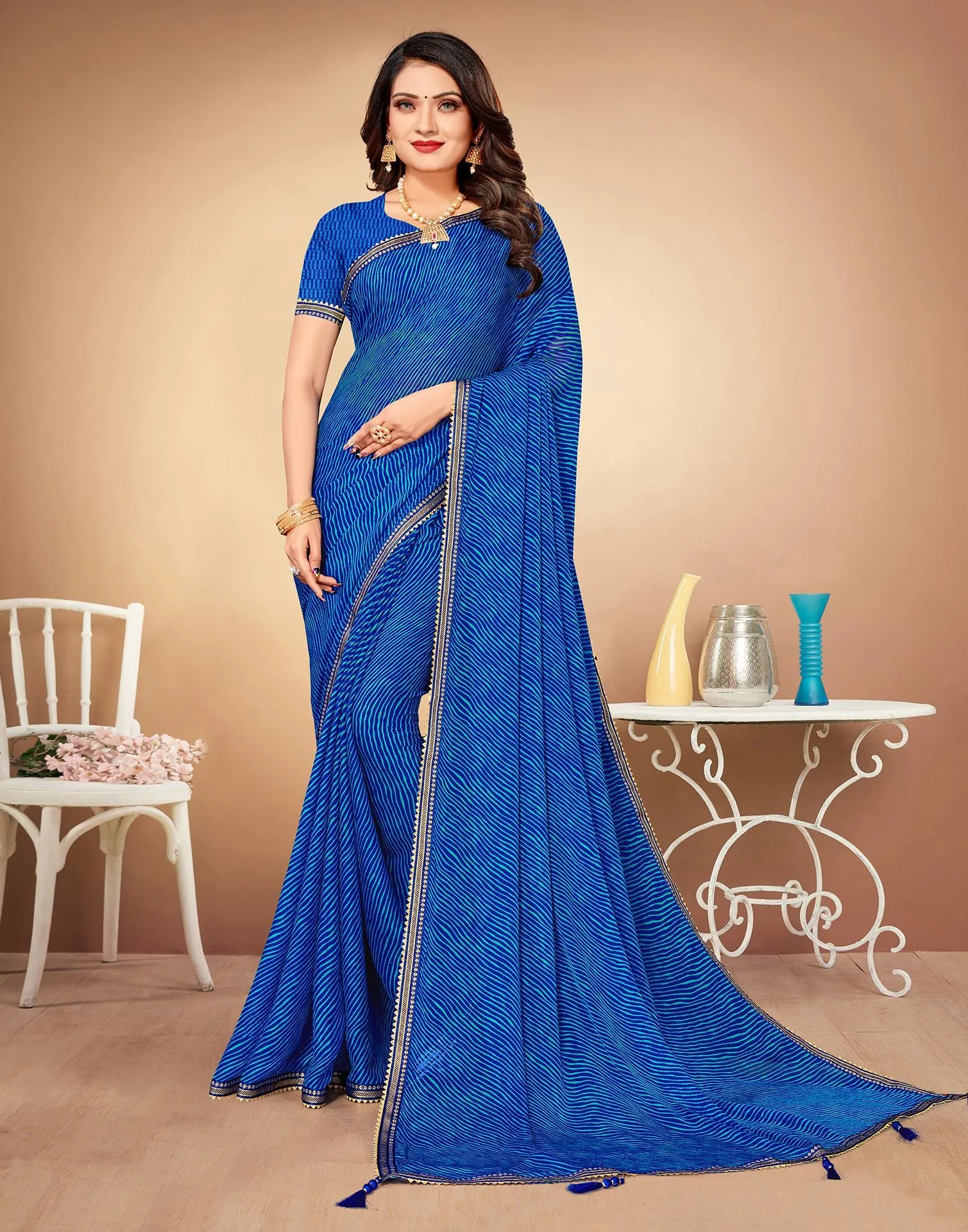 Blue Printed Saree