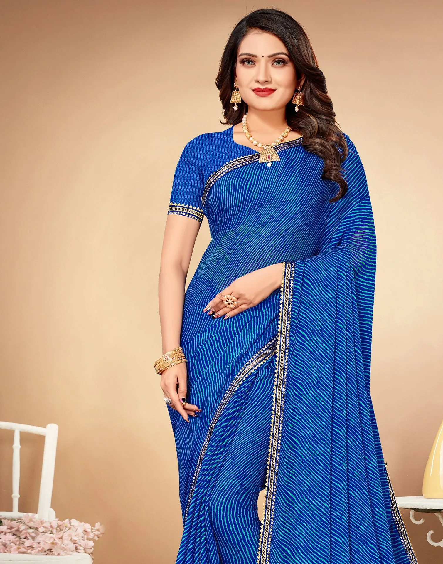 Blue Printed Saree