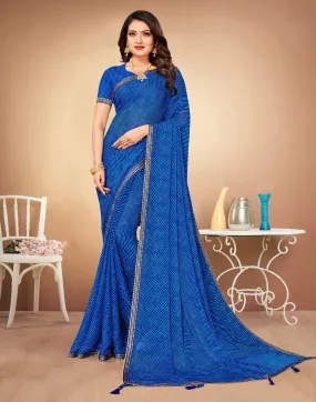 Blue Printed Saree