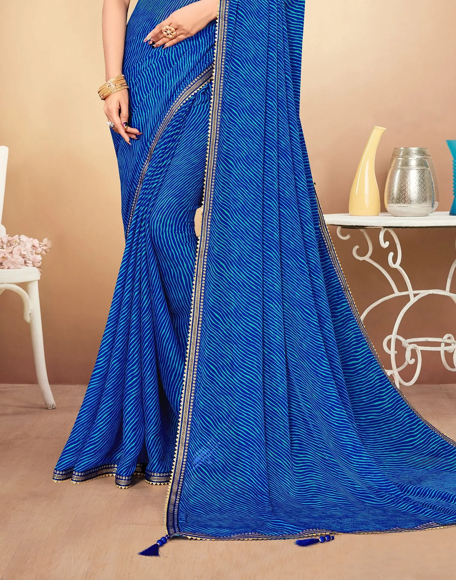 Blue Printed Saree