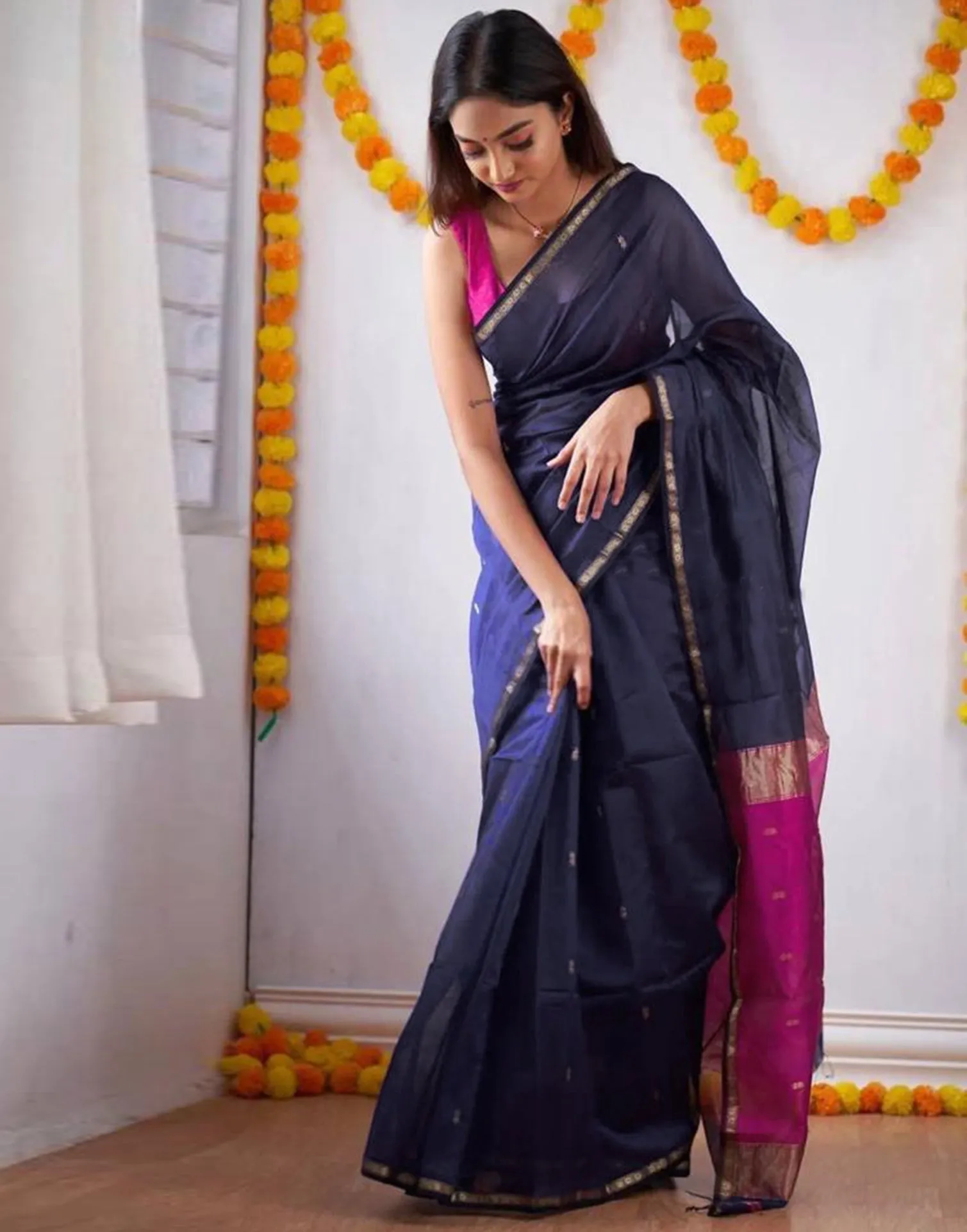 Blue Silk Weaving Saree