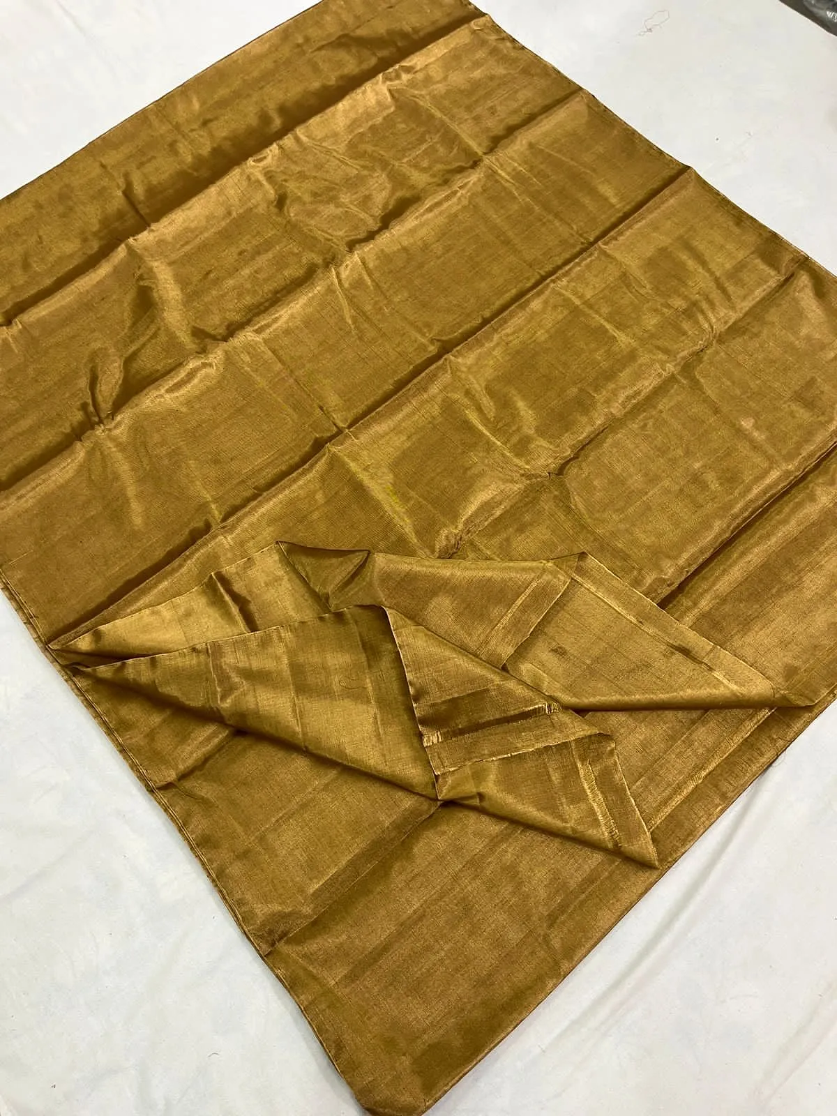 Bollywood Celebrity Inspired Pure chanderi handloom Golden tissue saree for  Women-SHABI001GTS