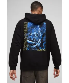 boohoo Mens Oversized Iron Maiden License Hoodie