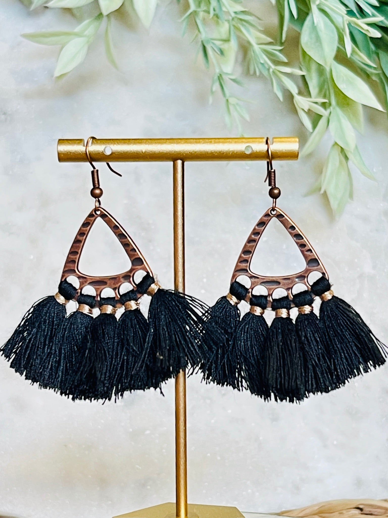 Carissa Fringe Earrings  Black