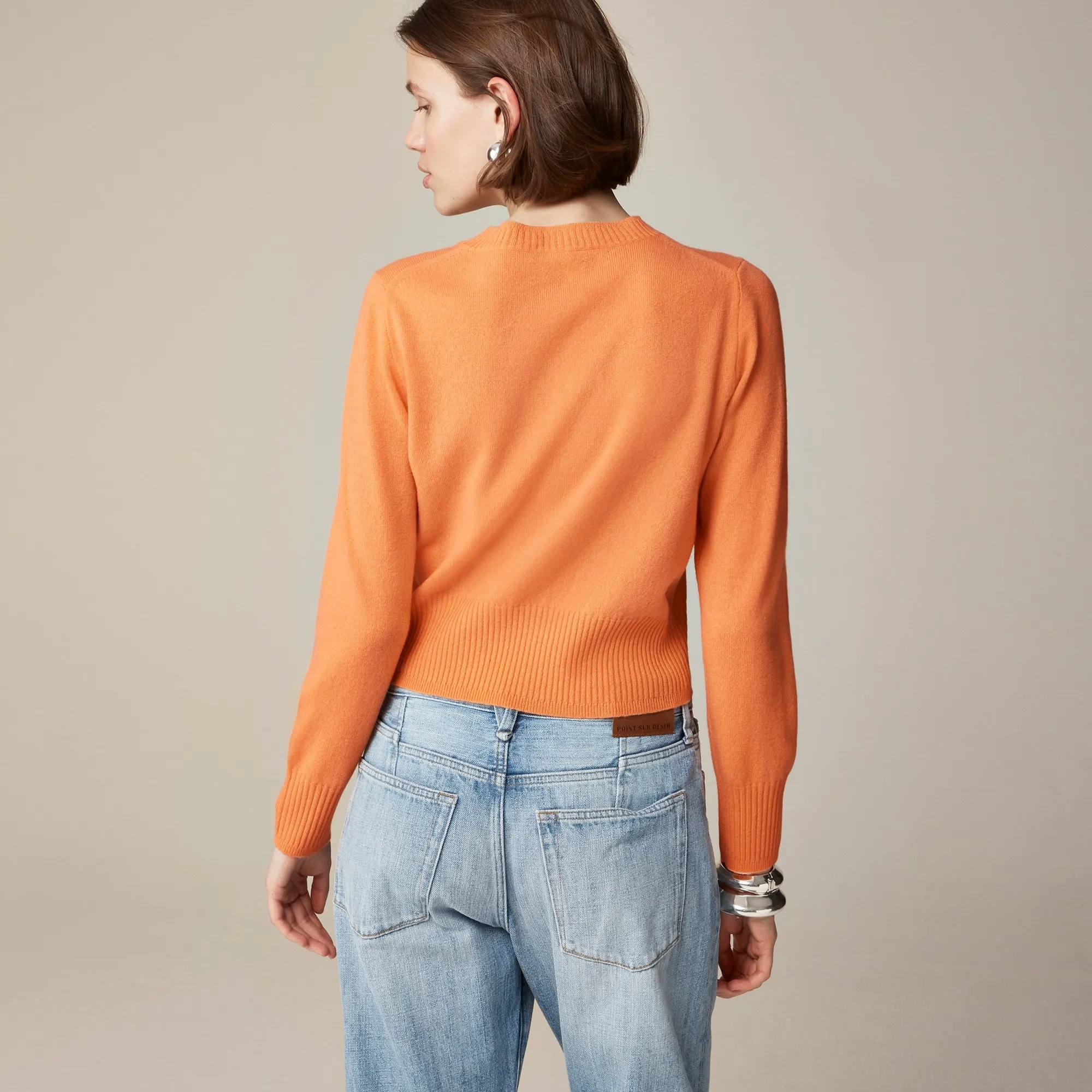 Cashmere shrunken crewneck sweater