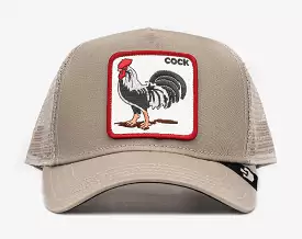 Cock 14x14 Trucker Mens Hat (Khaki/White)