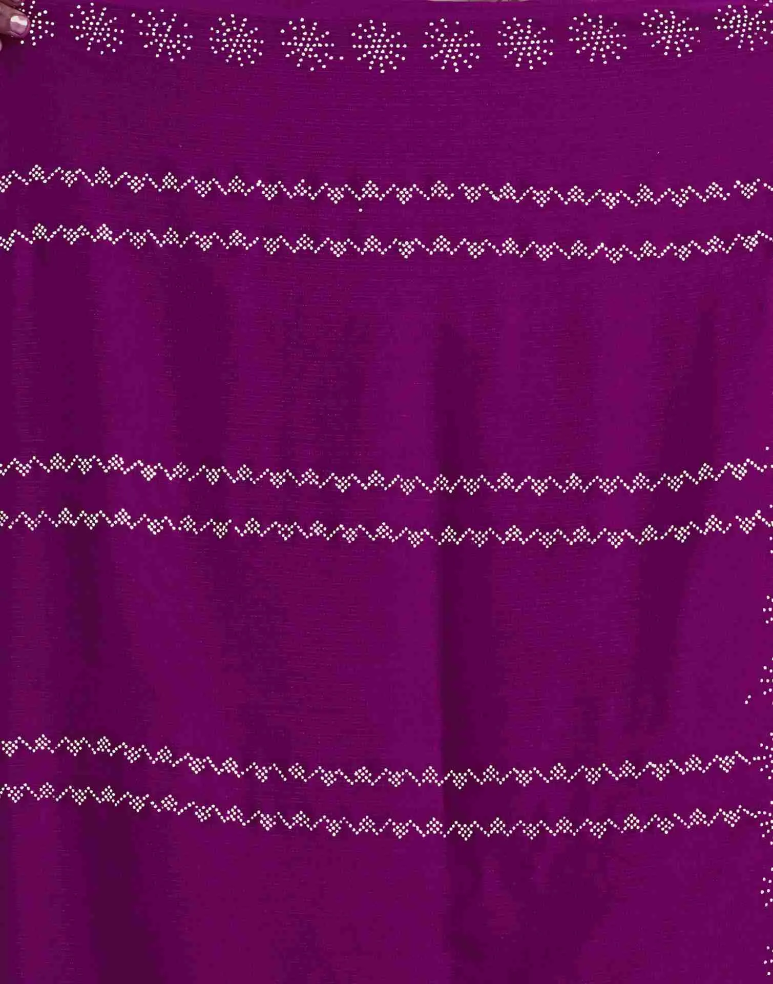 Dark Magenta Georgette Plain Printed Saree